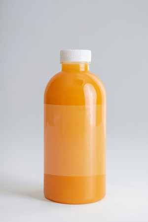 Fresh organic orange juice in bottleの写真素材