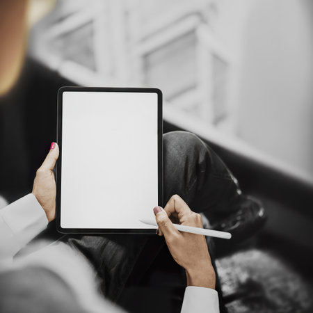 Tablet digital device mockup with pen