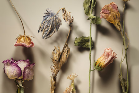 Dried flowers on a beige background
