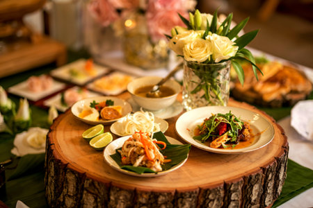 Thai food in wedding ceremonyの写真素材