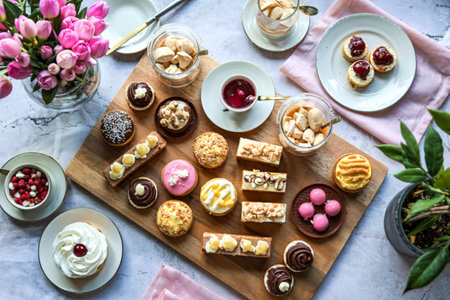 The flat lay dessert arrangement