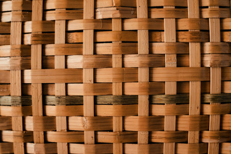Handicraft wicker striped woven bamboo texture background