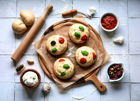 Arrangement of tasty pizza dough