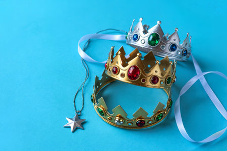 top view three crowns epiphany day with copy spaceの写真素材