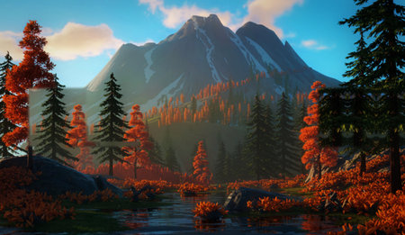 Autumn valleyの写真素材