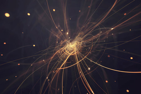 A vivid depiction of a radiant explosion in the dark cosmos, featuring bright, interwoven lines and...