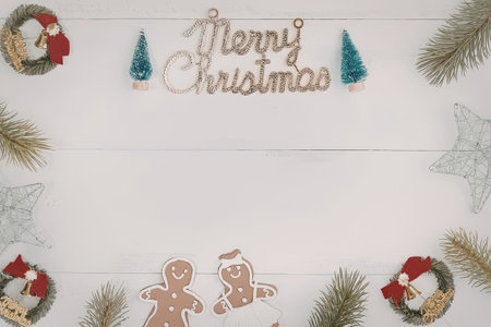 This image features a festive Christmas background with a 'Merry Christmas' sign, surrounded by...