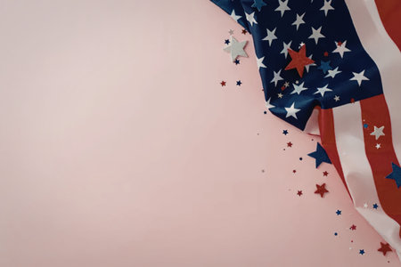 A close-up of an American flag with red, white, and blue stars.