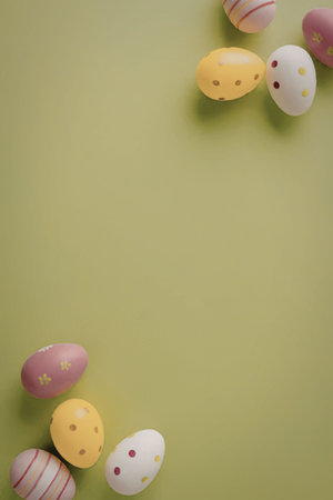 Colorful Easter eggs on a green background