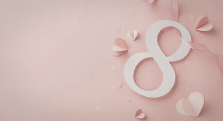 A pink background with a white infinity symbol and small pink hearts scattered around it.