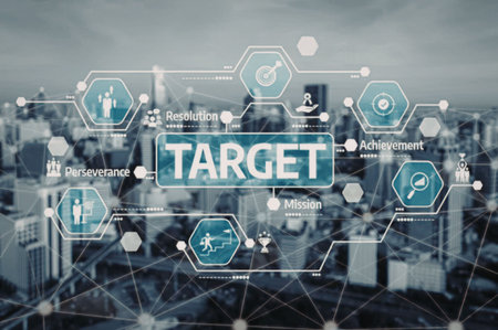 Target achievement strategy involves perseverance, resolution, and mission success in a modern...