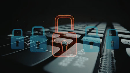 Multiple padlocks on a blurred keyboard background representing robust online security measures to...