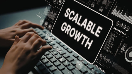 a person's hands are on a keyboard with a computer screen displaying various graphs and a black box...