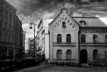 Old street in black and white. Dramatic vintage styleの写真素材