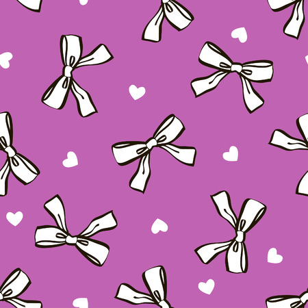 Cute seamless pattern with beautiful hand drawn bows. Vector doodle illustration. Cloth design, wallpaper, wrapping.のイラスト素材