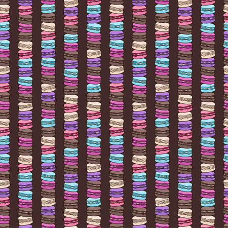 Cute seamless pattern with macaroons. French sweets. Colorful macaroon. Vector background illustration.のイラスト素材