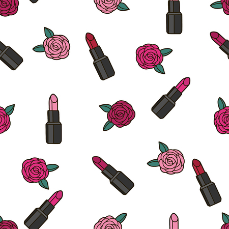 Lipstick seamless pattern background. Vector illustration.のイラスト素材