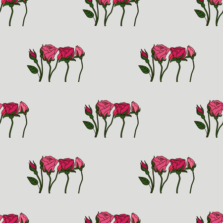 Seamless pattern with beautiful roses. Romantic background. Vector illustration.のイラスト素材