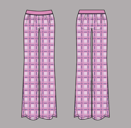 Flannel pants. Isolated vector. Front and back views.のイラスト素材