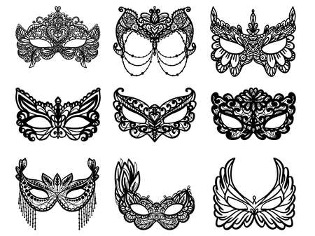 Carnival Mask Silhouette Clipart. Vector illustration.のイラスト素材