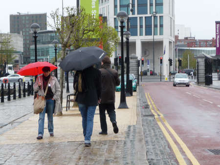 Walk in rain in Liverpool Great Britainのeditorial素材