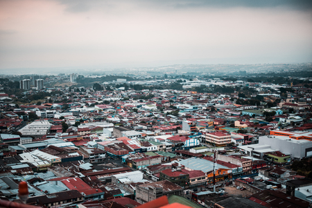 Panoramic view of the city of San Jose, Costa Rica at sunsetのeditorial素材