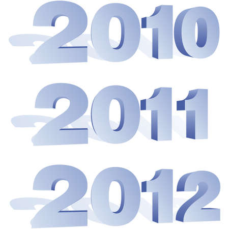 Beautiful numerical designation of new 2010, 2011 and 2012 year のイラスト素材