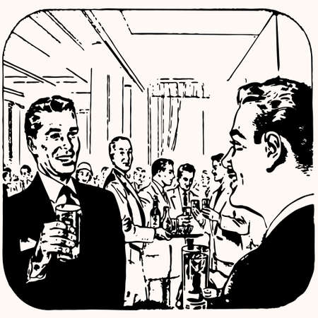 Cartoon retro vintage cocktail vector illustration のイラスト素材