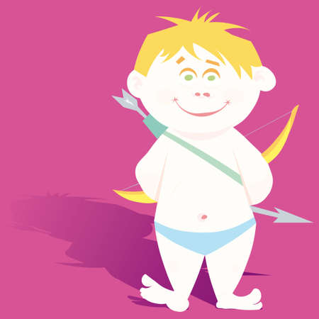 Illustration of a Valentine's Day cupid ready to shoot his arrow 