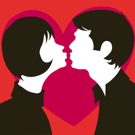 Kiss, couple. Illustration of a Valentine's Dayのイラスト素材