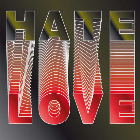 Vector LOVE text and HATE background BLACKのイラスト素材