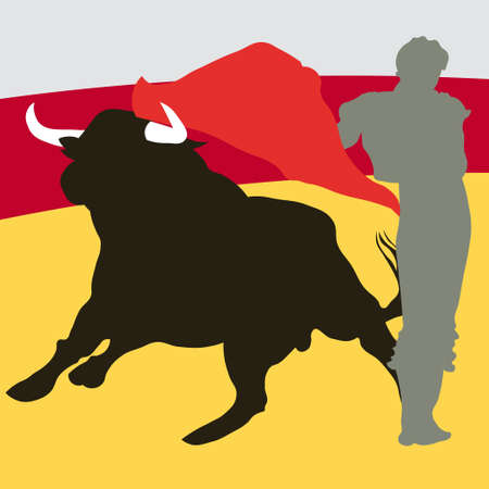 Bullfighter, bull, typical spanish vector illustrationのイラスト素材