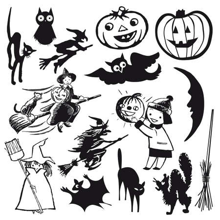 set of illustrations. halloween theme cartoonのイラスト素材
