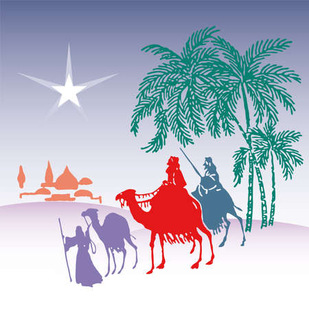 wisemen silhouette cartoon vector illustration のイラスト素材