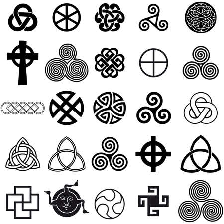 Set of Celtic symbols icons vector. Tattoo design set.のイラスト素材