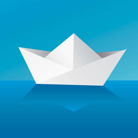 Vector An origami ship on a white background. paper ships isolated on white - vector のイラスト素材