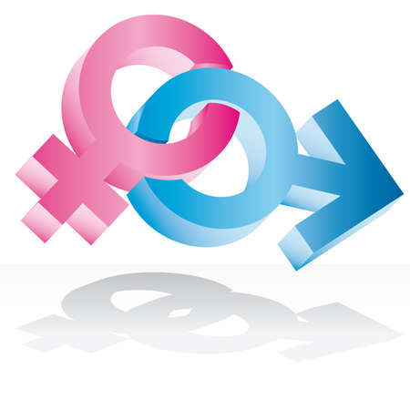 Male and female signs isolated on white backgroundのeditorial素材