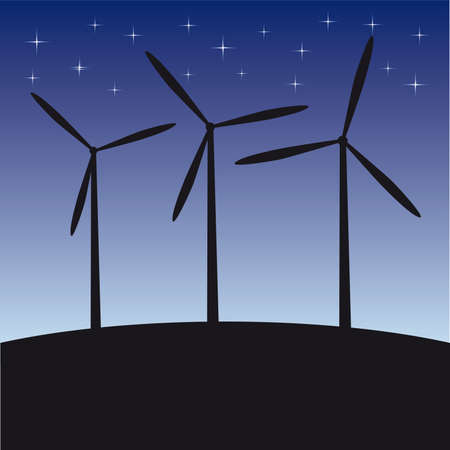 windmill on the field  illustration cartoon のイラスト素材