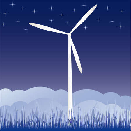 windmill on the field vector illustration cartoon のイラスト素材