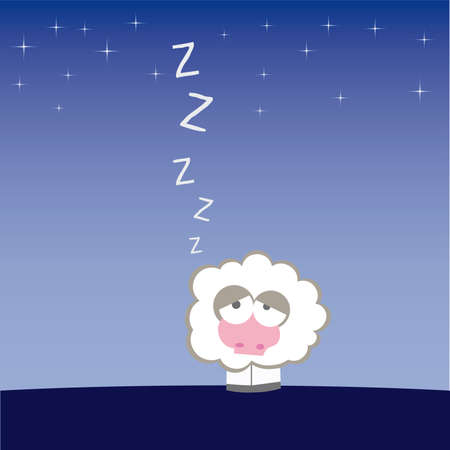 Sheep on the field illustration cartoon のイラスト素材