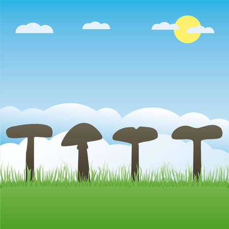 Collection of  mushroom and toadstool outlinesのイラスト素材