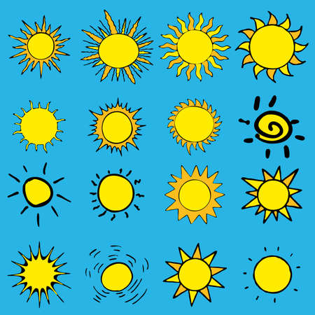 Set abstract SUN icons symbols comic  illustrationのイラスト素材