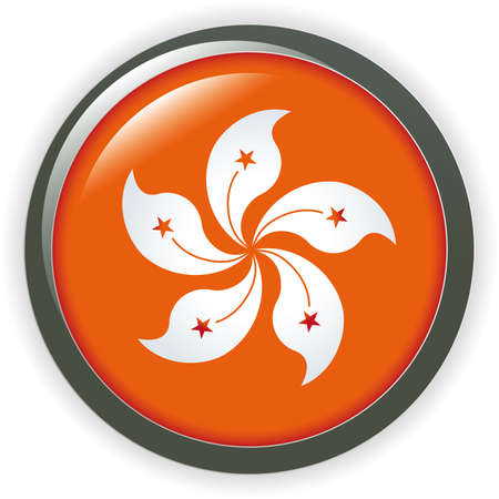 Orb Hong Kong Flag shiny button flag illustrationのイラスト素材