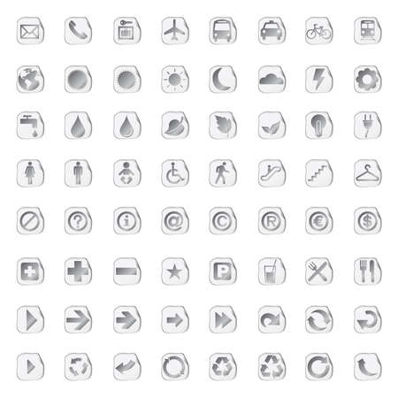 64 SET METALLIC STICKED presentation icons symbol.のイラスト素材