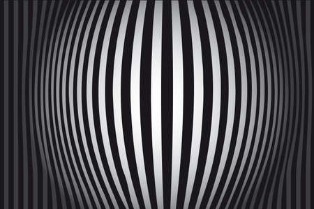 Op Art Bulging Vertical Stripes Black and White Oneのイラスト素材