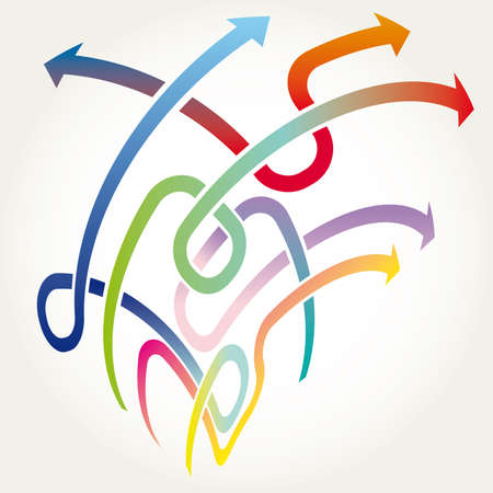 Multicolored dot background  arrows illustrationのイラスト素材