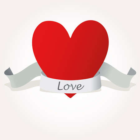Heart with ribbon  illustration. Valentine day.のイラスト素材