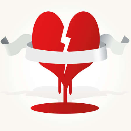 Heart with ribbon  illustration. Valentine day.のイラスト素材