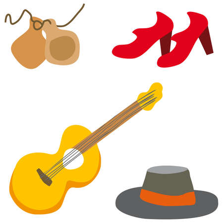 Flamenco guitarist vector typical spahish illustration cartoonのイラスト素材