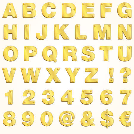 Alphabet golden gold letter vector metal singboardのイラスト素材